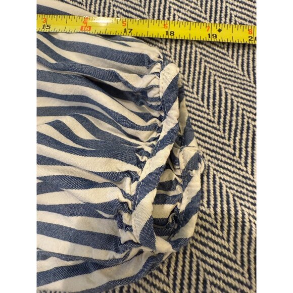 Madewell Blue & White Striped V-Neck Peplum Blouse With Long Balloon Sleeves Siz - Picture 7 of 9